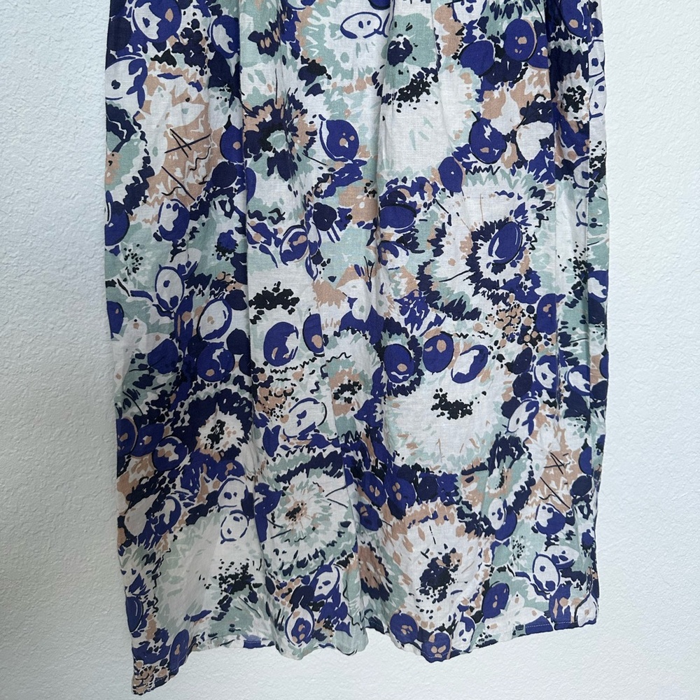 Tuckernuck Puff Sleeve Naomi Midi Dress Blue White Tan Size Small - Picture 10 of 13